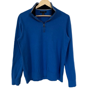 Pima Cotton Cashmere Cobalt Blue QuarterZip Sweater Long Sleeve Banana Republic